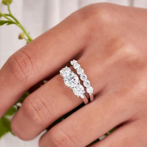 Moissanite Wedding Band for Women Eternity Bands Moissanite Wedding Rings for Wo - Picture 5 of 7